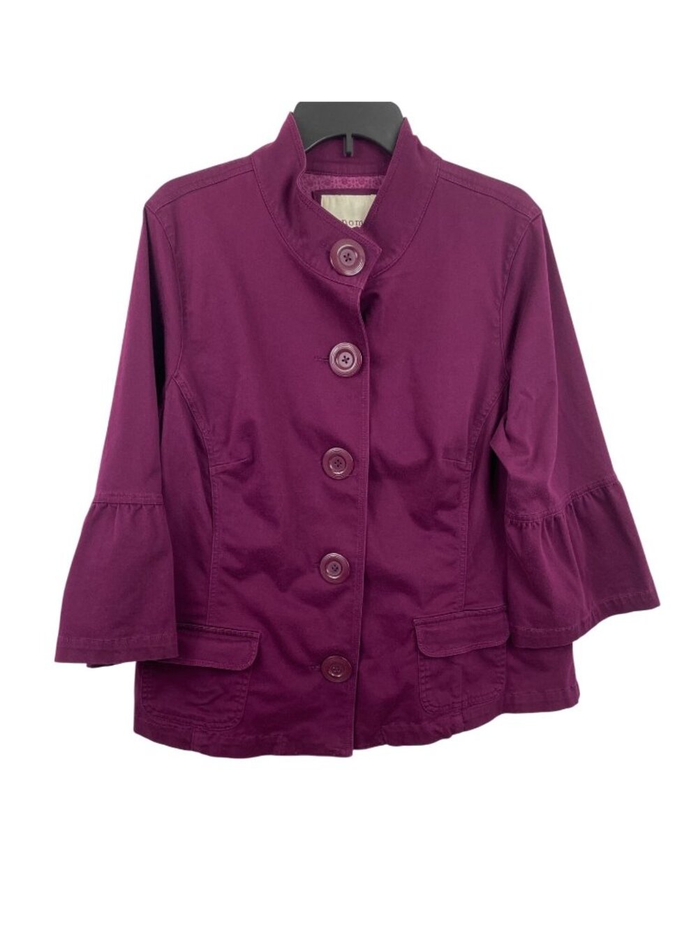 Sonoma Womens Purple Jacket Button Front Bell Sleeves Mandarin Collar Size 1X
